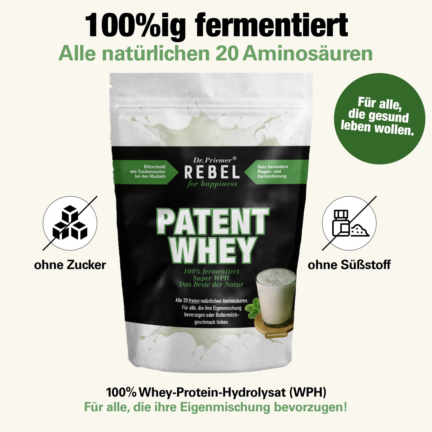 Patent Whey (zum selber mischen) Hydrolysiertes Whey Protein von Dr. Priemer®